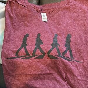 Maroon Graphic T-Shirt with Walking Figures